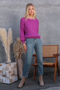 Cable Knit Sweater - Magenta