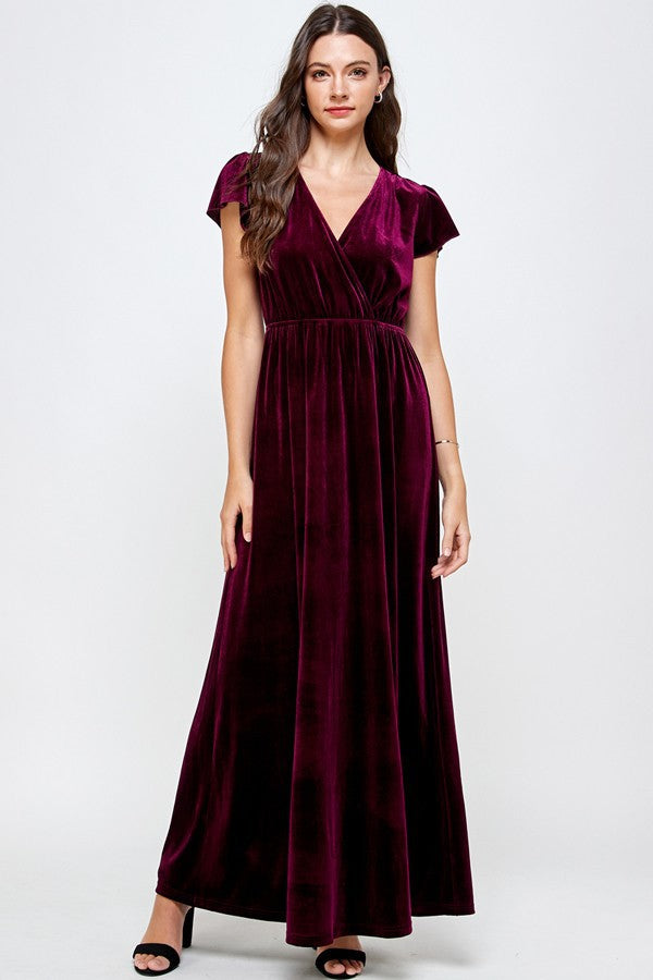 Velvet Tiered Dress - Red