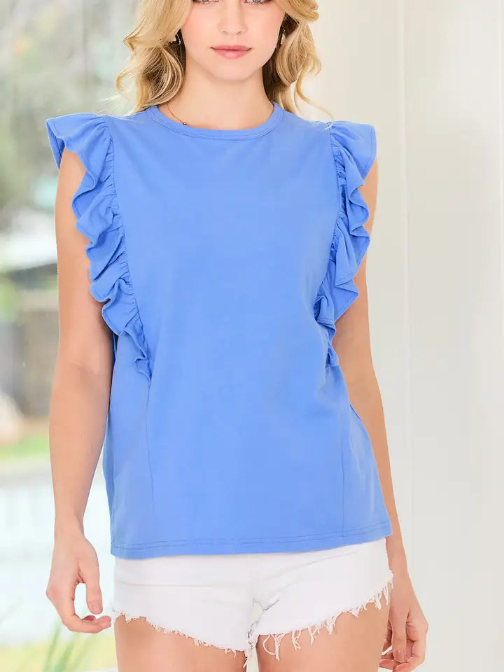 Ruffle Knit Top - White