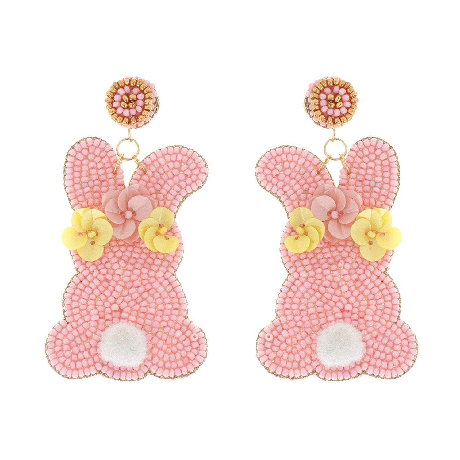 Bunny Beaded Earrings - Pink