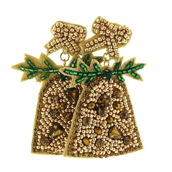 Beaded Christmas Bell Earrings