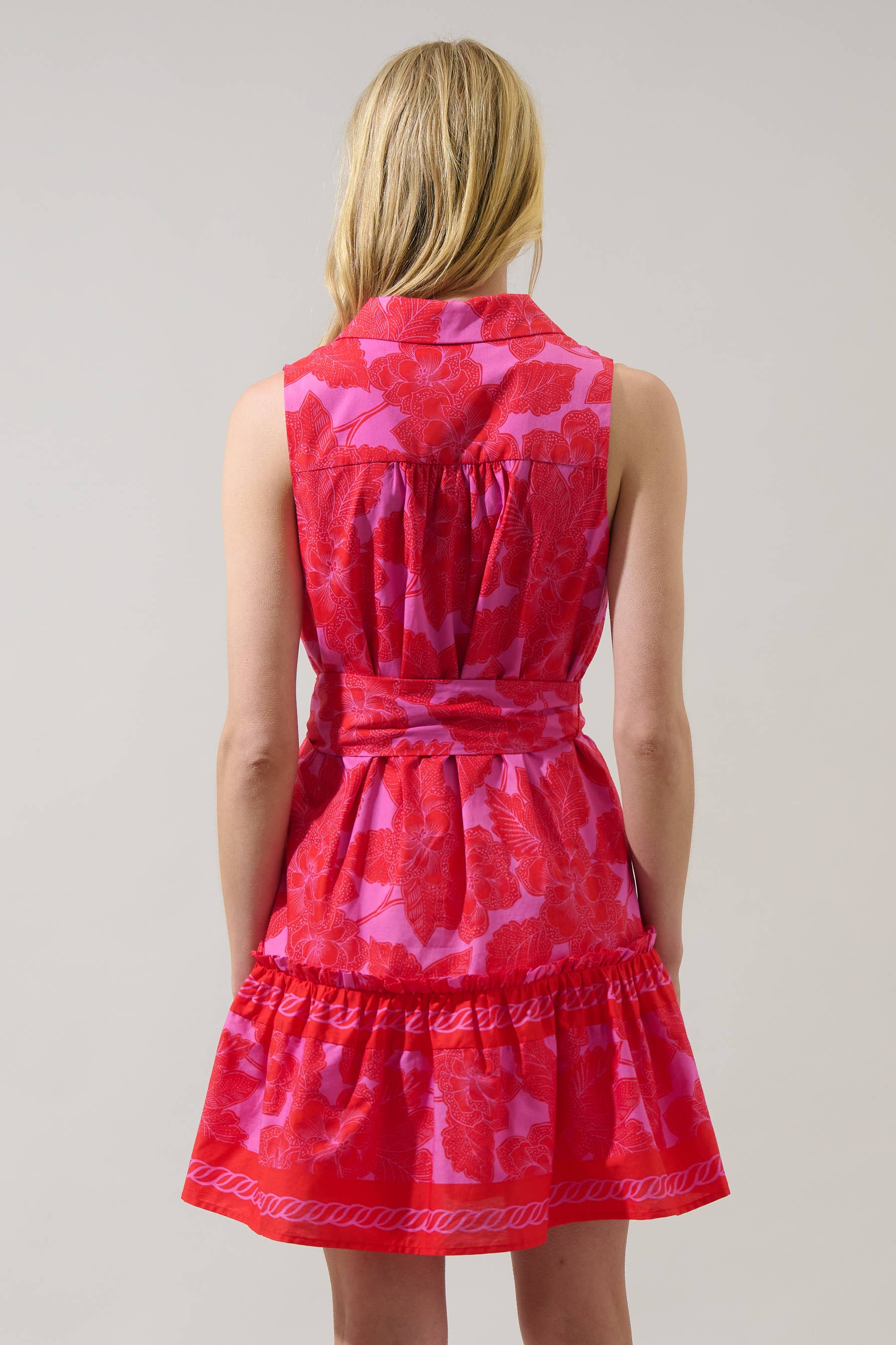 Ellie Sleeveless Mini Dress - Red/Pink