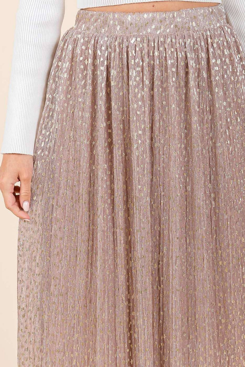 Metallic Midi Skirt - Blush