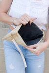Daisy Straw Clutch Wristlet - Sand