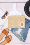 Daisy Straw Clutch Wristlet - Sand