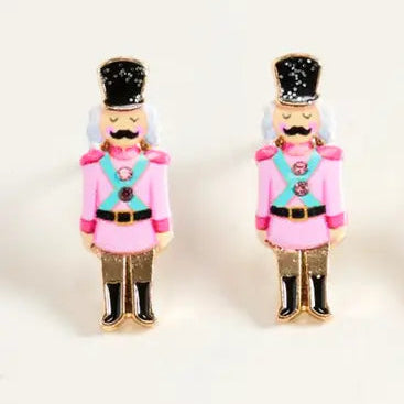 Nutcracker Stud Earrings - Mini Pink