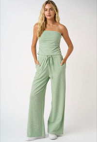 Striped Knit Pants - Mint