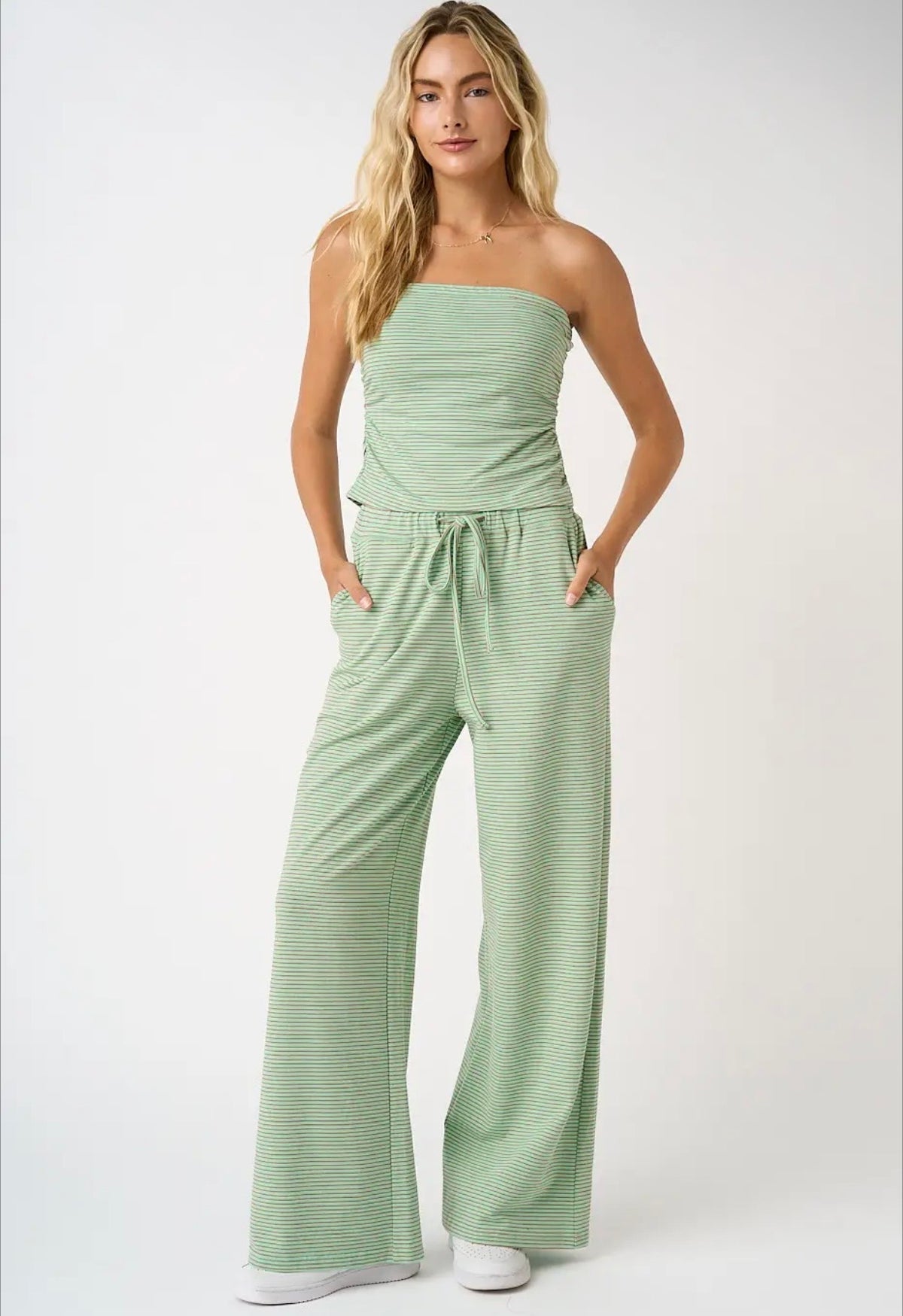 Striped Knit Pants - Mint