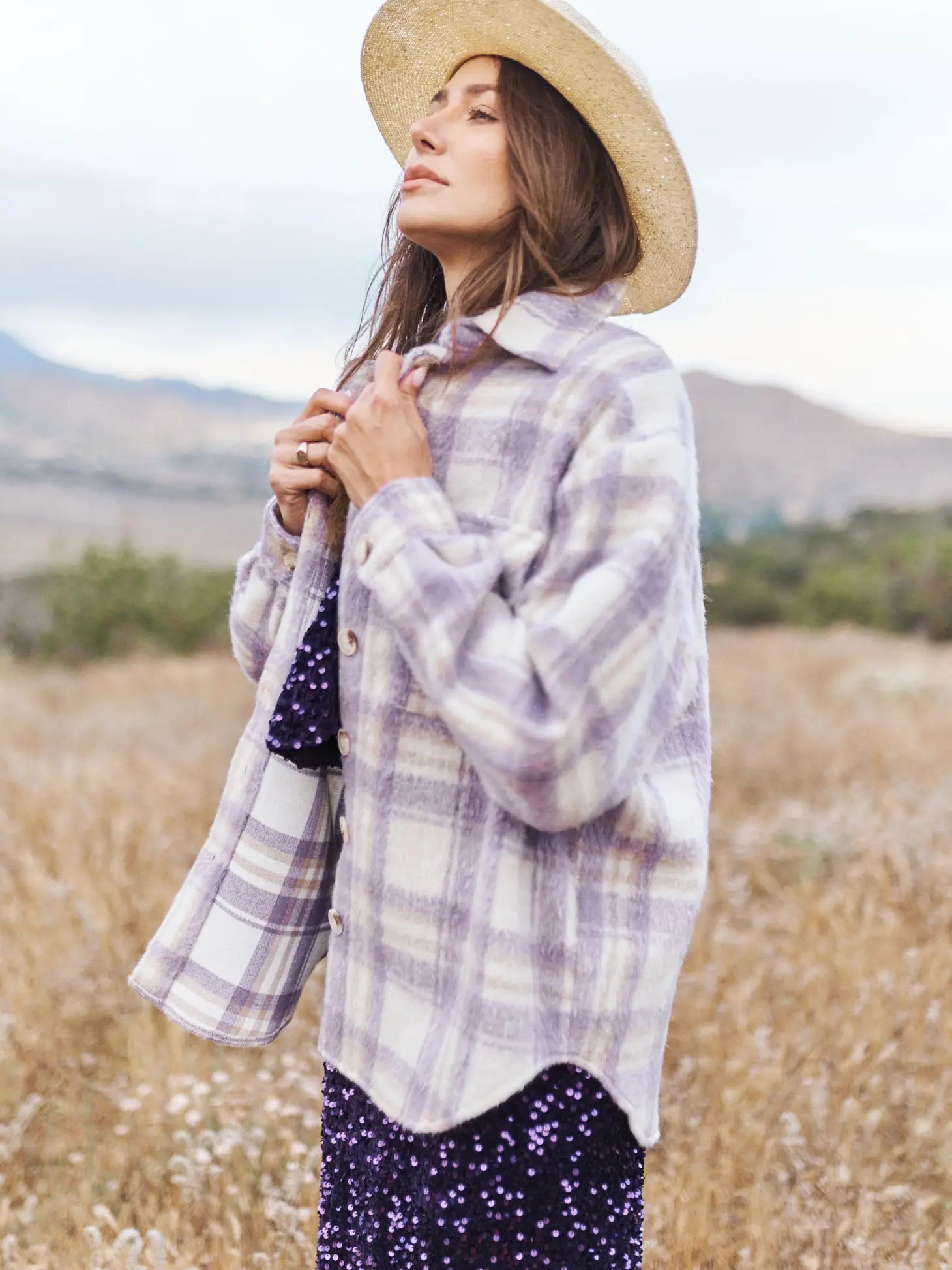 Plaid Shacket - Lilac