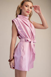 Cowl Neck Romper - Pink