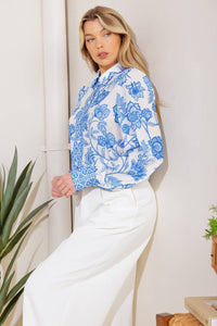 Floral Button Up louse - Blue