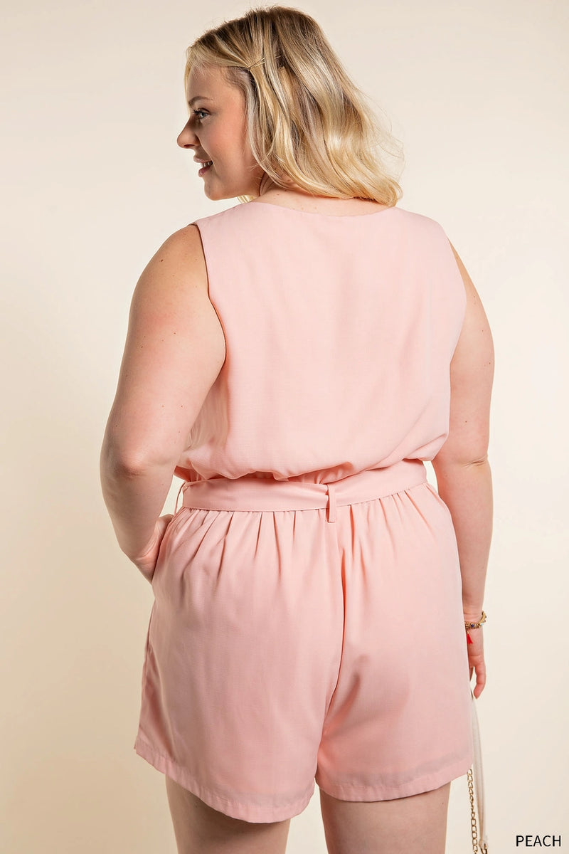 Peachy Belted Romper - Curve