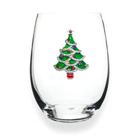 Jeweled Stemless Wine Glass - Christmas Tree