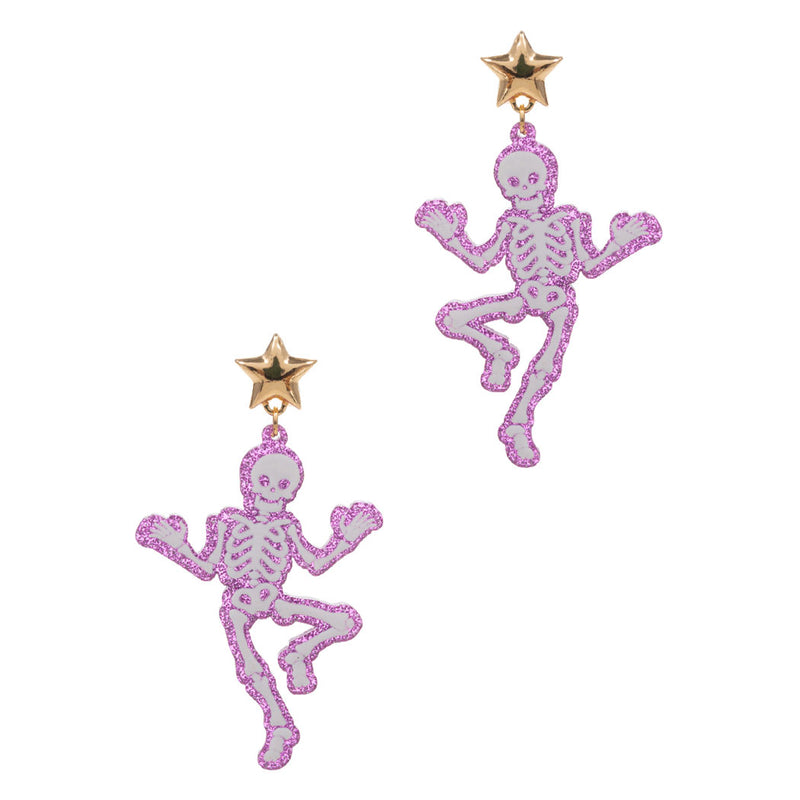 Dancing Skeletons Earrings - Purple