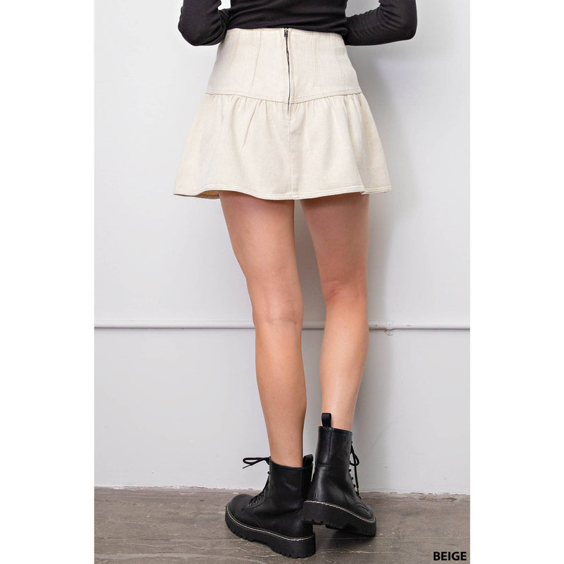 Devin Overlay Mini Skirt - Beige