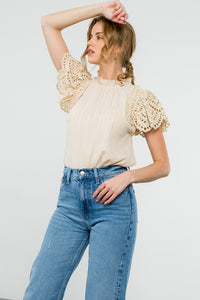 Eyelet Sleeve Blouse - Cream