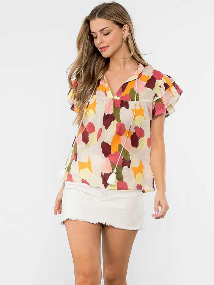 Regina Pattern Blouse - V-Neck