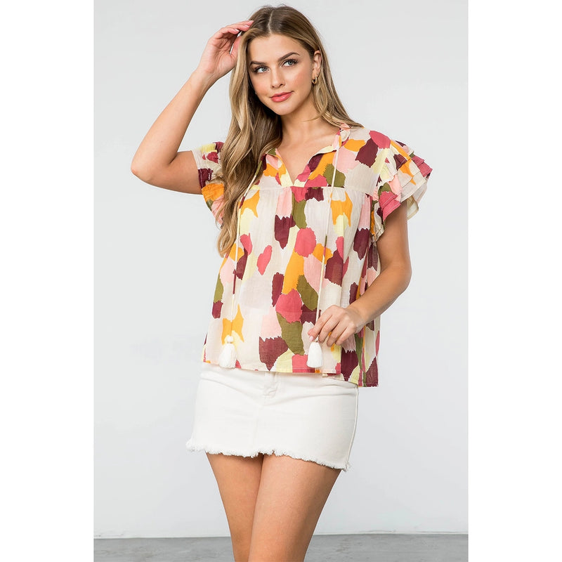 Regina Pattern Blouse - V-Neck