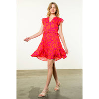 Floral Tiered Dress - Red