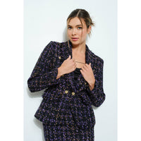 Natasha Tweed Blazer - Black/Purple