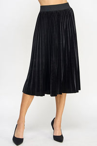 Velvet Pleated Skirt - Black