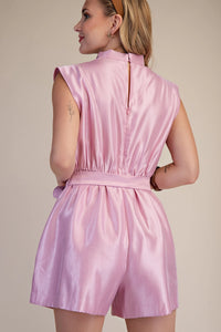 Cowl Neck Romper - Pink