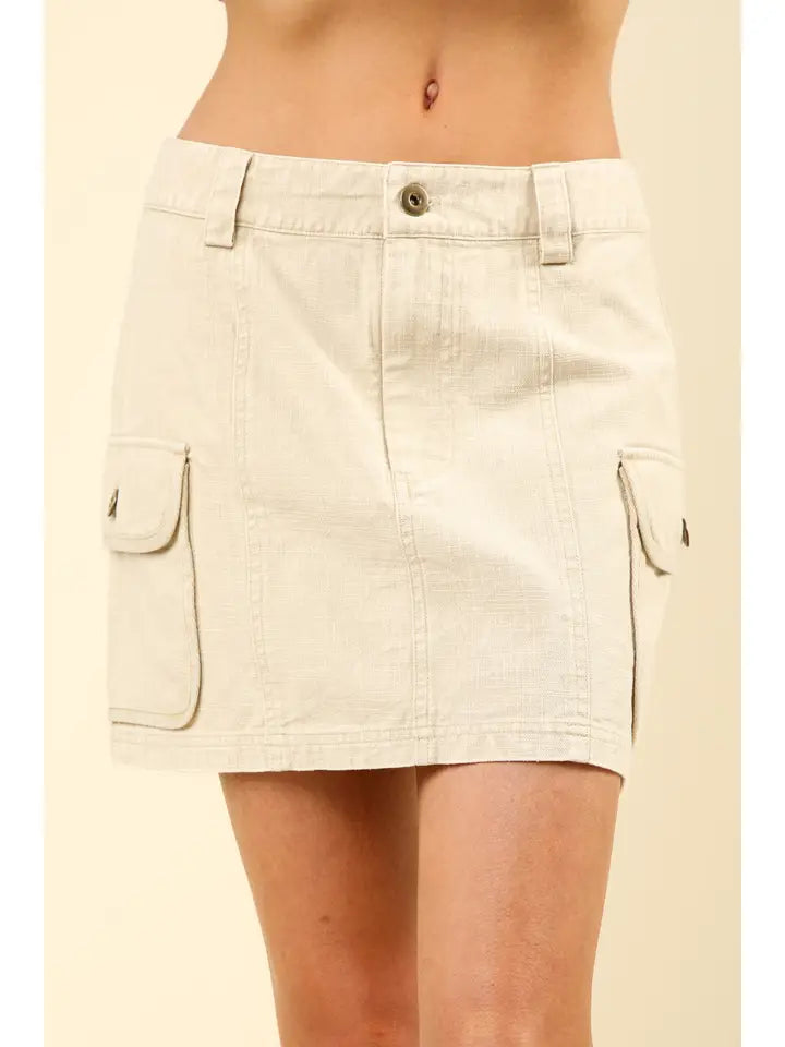 Cargo Mini Skirt - Beige