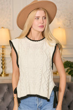 Ruffle Sweater Vest with Side Tie Detail