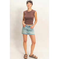 Cap Sleeve Top - Chocolate