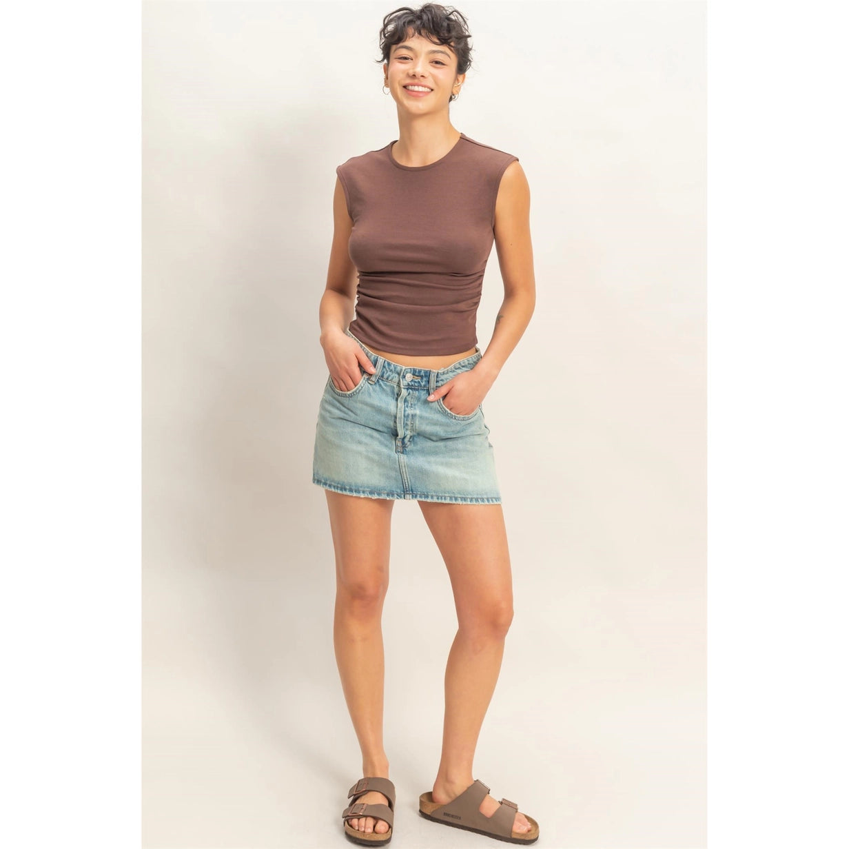 Cap Sleeve Top - Chocolate