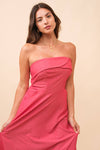 Strapless Midi Dress - Red