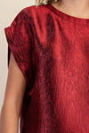 Metallic Drop Sleeve Top - Burgundy Red