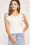 Knit Ruffle Top - Off White
