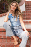 Knit Ruffle Top - Chambray