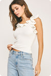Knit Ruffle Top - Off White