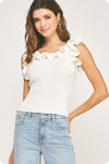 Knit Ruffle Top - Off White