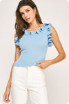 Knit Ruffle Top - Chambray