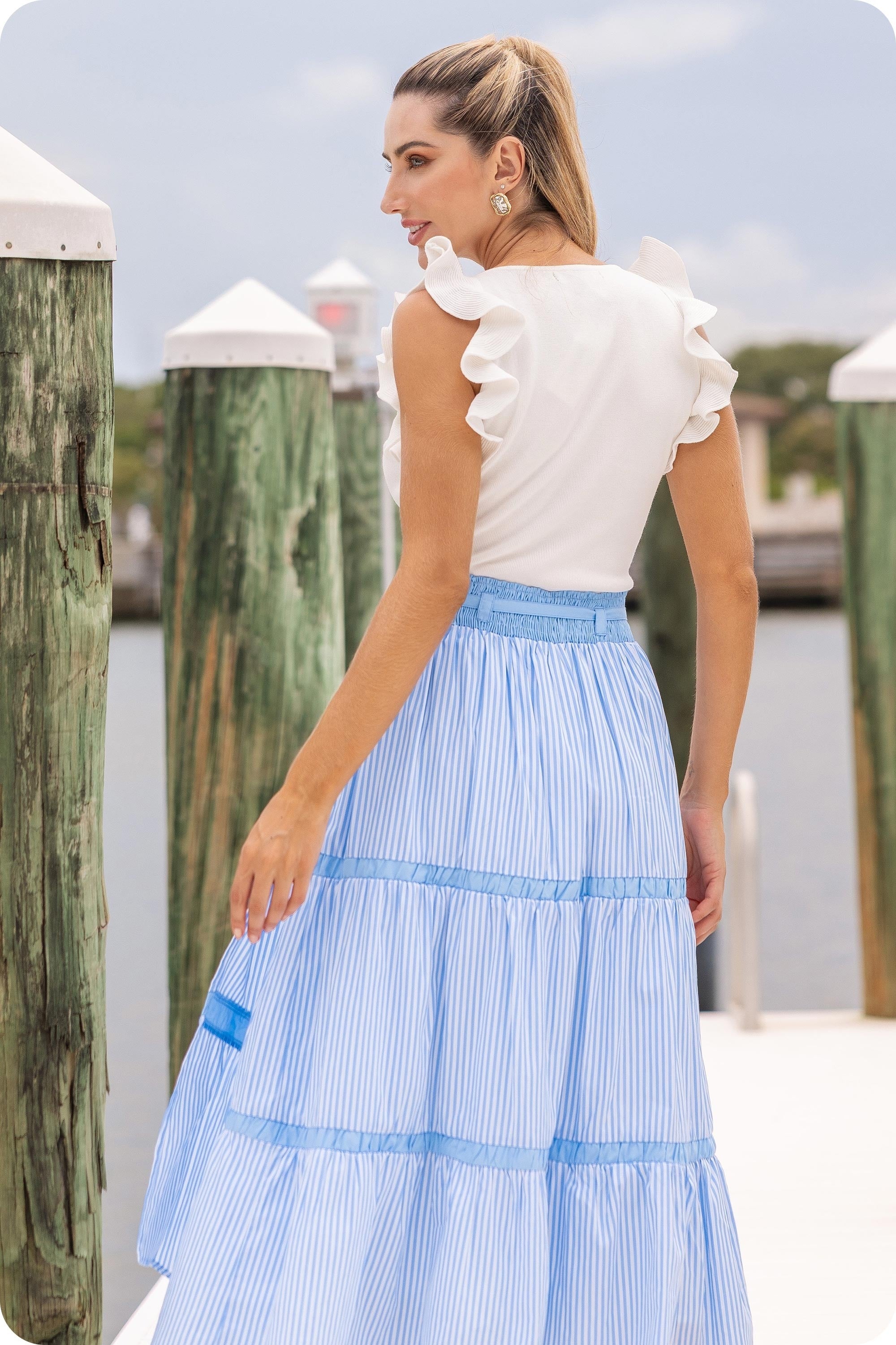 Knit Ruffle Top - Off White