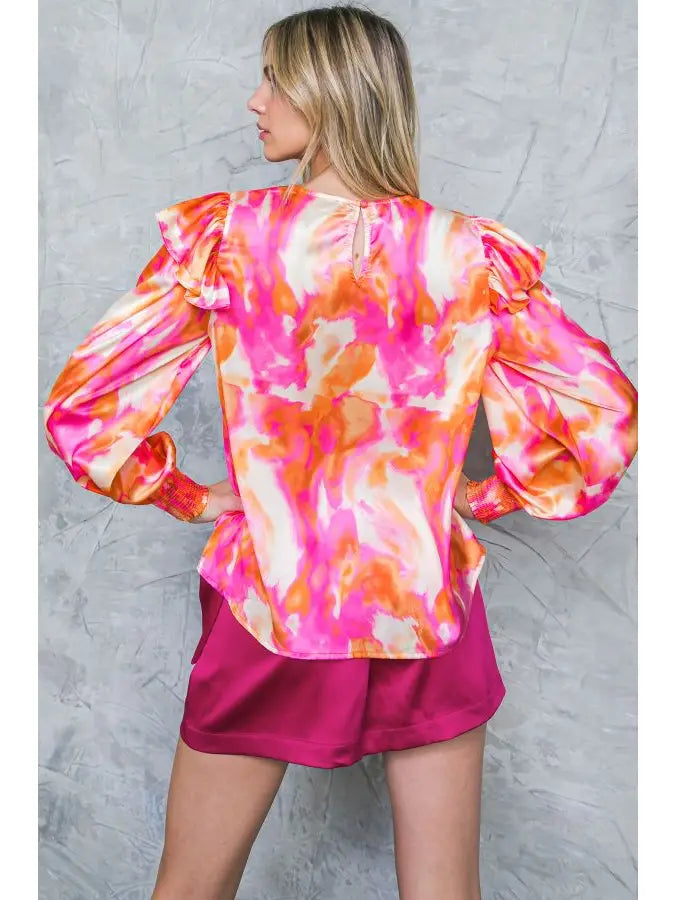 Watercolor Long Sleeve Blouse