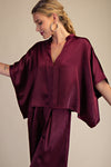 V-Neck Drop sleeve Blouse - Wine