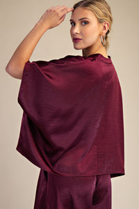V-Neck Drop sleeve Blouse - Wine