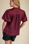 Marissa Puff Sleeve Blouse - Burgundy