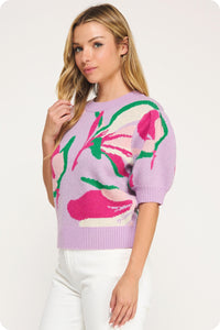 Floral Puff Sleeve Sweater
