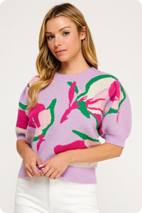 Floral Puff Sleeve Sweater