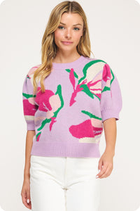 Floral Puff Sleeve Sweater