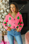 Sequin Trees Cardigan - Pink