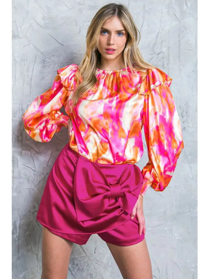 Watercolor Long Sleeve Blouse