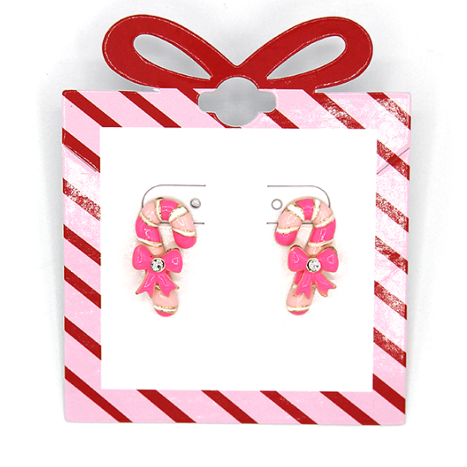 Candy Cane Earrings - Pink