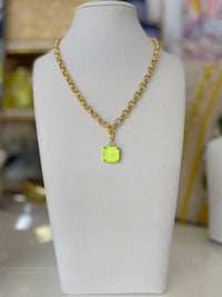 Crystal Vault Pendant Necklace - Yellow