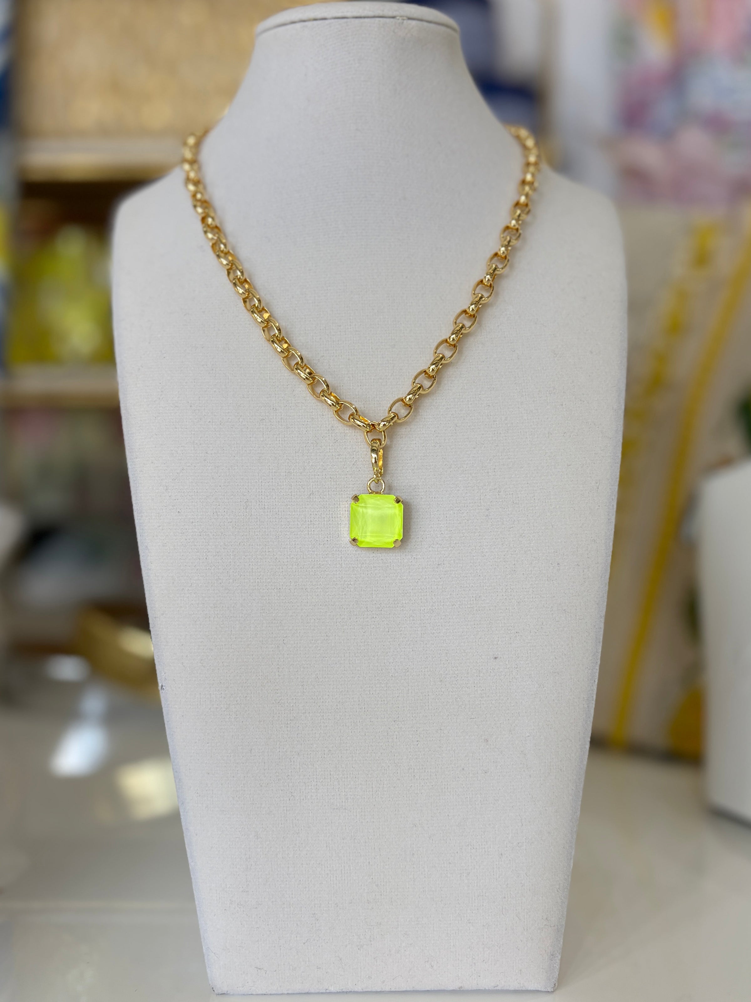 Crystal Vault Pendant Necklace - Yellow